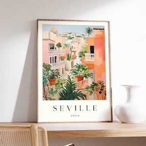Póster de Sevilla, Póster de España, Arte mural de Sevilla, Impresión española, Impresión de Sevilla, Decoración de Andalucía, Decoración de Sevilla, Arte mural de España