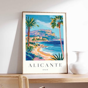 Alicante Poster, Spain Travel Print, Spanish Coastal Wall Art, Mediterranean Decor, Alicante Beach Poster, Costa Blanca Art, European Decor