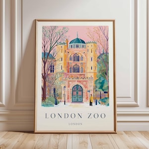 London Zoo Poster, London Travel Poster, Zoo Wall Art, Animal Print London, UK Travel Poster, British Wildlife Art, Regent&#39;s Park Decor