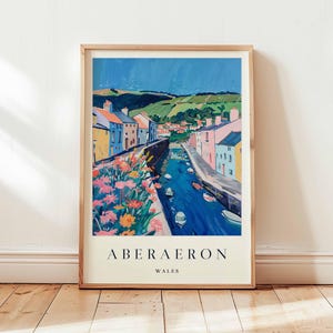 Aberaeron Poster, Wales  Travel Print, Ceredigion Wall Art, Coastal Town Decor, Aberaeron Harbour Print, Welsh Travel Poster, Wales Poster