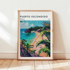 Puerto Escondido Poster, Mexico Travel Print, Oaxaca Wall Art, Surf Town Decor, Puerto Escondido Travel Gift, Coastal Art, Mexico Travel Art