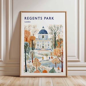Regents Park Poster, London Travel Poster, Regents Park Wall Art, London Park Print, UK City Poster, British Nature Art, London Decor Print
