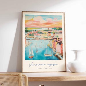 Brest Poster, Frankreich Reisedruck, Hafenstadt Kunstdruck, Frankreich Küstenwandkunst, Bretagne Maritime Szene Dekoration, Frankreich Reisegeschenk