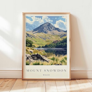 Mount Snowdon Print: Wales Travel Poster, Eryri National Park Wall Art