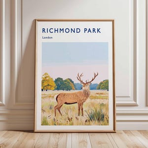 Richmond Park Poster, London Travel Poster, Richmond Wall Art, Deer Park Print, UK Nature Poster, British Landscape Art, London Park Decor