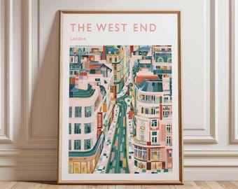 Póster de viaje del West End de Londres: Arte del distrito teatral