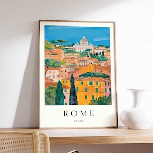 Rome poster, Italy print, Rome wall art, Rome city map decor, minimalist Rome poster, black and white prints, Rome skyline artwork