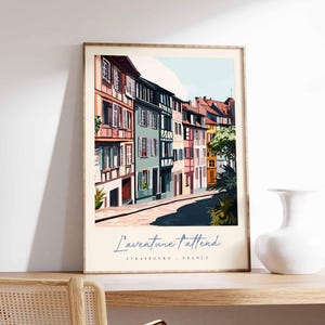 Straßburg Poster, Frankreich Reisedruck, Altstadt Kunstdruck, Frankreich Elsass Dekor, Europäische Architektur Wandkunst, Frankreich Reisegeschenk