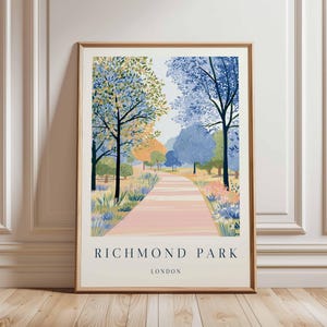 Richmond Park Poster, London Travel Poster, Richmond Wall Art, Deer Park Print, UK Nature Poster, British Landscape Art, London Park Decor
