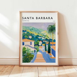 Santa Barbara Poster, California Travel Print, USA Wall Art, Coastal Decor, Santa Barbara Travel Gift, Beach Print, California Travel Art