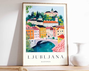 Ljubljana Poster: Slovenia Travel Art, Balkan Decor