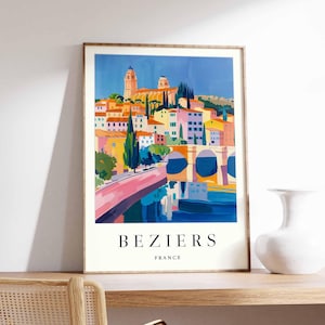 Béziers Poster, France Travel Print, French City Wall Art, Occitanie Region Decor, Béziers Cathedral Art, Europe Print, France Travel Art