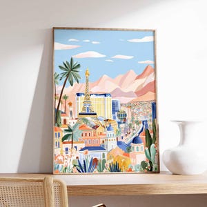 Las Vegas Poster, Nevada City Print, Vegas Strip Art, Casino Decor, Sin City Gift, Entertainment Wall Art, Neon Lights