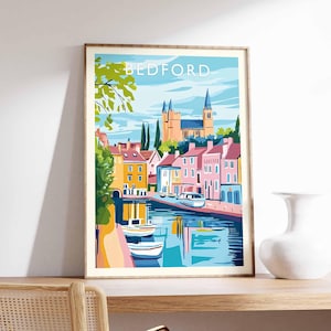 Bedford Poster, UK Print, Bedford Print, Town Wall Art, Bedford Decor, UK City Poster, Bedford Art, Bedford Landscape, Bedford Gift