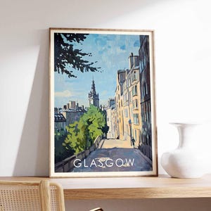Glasgow Poster, Scotland Print, Glasgow Wall Art, Glasgow City Print, Glasgow Artwork, Glasgow Decor, Scottish Poster, Glasgow Cityscape