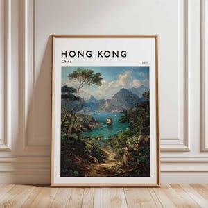 Hong Kong Poster, China Travel Print, Asia Wall Art, Skyline Decor, Hong Kong Travel Gift, Cityscape Print, China Travel Art