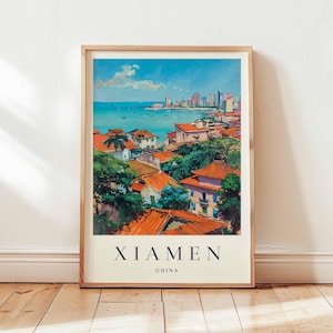 Xiamen Poster, China Travel Print, Fujian Wall Art, Coastal City Decor, Xiamen Travel Gift, Asian City Print, China Travel Art