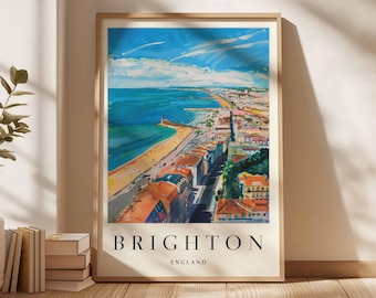Brighton Travel Poster: Colorful Seaside Beach Art Print