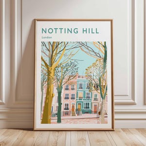 Notting Hill Poster, London Travel Poster, Notting Hill Wall Art, Colorful London Print, UK City Poster, London Street Art