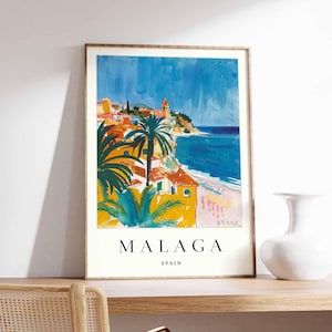 Malaga Poster, Spanien Druck, Malaga Wandkunst, Malaga Stadt Karte Dekor, minimalistisches Malaga Poster, Spanische Skyline Druck, Malaga Reisewandkunst