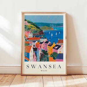 Swansea Poster, Wales Travel Print, UK Wall Art, Mumbles Decor, Gower Peninsula Gift, UK Coastal Print, Wales Travel Art