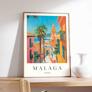 Malaga Poster, Spanien Druck, Malaga Wandkunst, Malaga Stadt Karte Dekor, minimalistisches Malaga Poster, Spanische Skyline Druck, Malaga Reisewandkunst