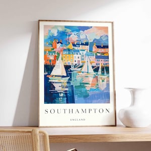 Southampton Poster, England Travel Print, UK City Wall Art, Hampshire Decor, Southampton Travel Poster, Southampton Print, UK Travel Art