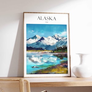 Alaska Poster, USA Wall Art, Alaska Landscape Print, Scenic Alaska Poster, Alaska Travel Prints, Nature Wall Art, Alaskan Wildlife Decor