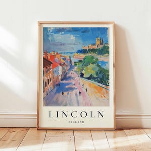 Lincoln Poster, England Travel Print, Lincolnshire Wall Art, Cathedral Decor, UK Travel Gift, Historic City Print, UK Travel Art
