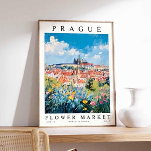 Prague Flower Market Poster, Prague Print, Czech Floral Wall Art, Prague Floral Decor, Botanical Poster, Czech Republic Travel Art