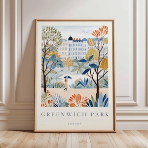 Greenwich Park Poster, London Travel Poster, Greenwich Wall Art, Royal Park Print, UK Nature Poster, British Landscape Art, London Decor