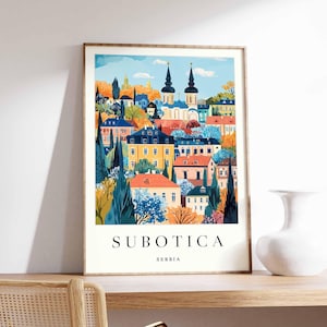 Póster de Subotica, Impresión de viaje a Serbia, Arte mural de Voivodina, Decoración urbana de Serbia, Póster de viaje de Subotica, Póster de Serbia, Arte de viaje por Europa