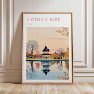 Victoria Park Poster, London Travel Poster, Victoria Park Wall Art, UK Nature Poster, British Landscape Art, London Park Decor