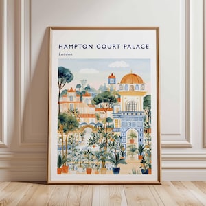 Hampton Court Palace Poster, London Travel Poster, Royal Palace Wall Art, Hampton Court Print, UK Landmark Poster, British Heritage Art