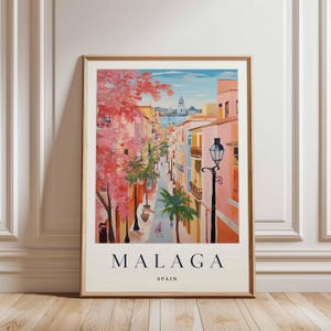 Malaga Poster, Spain Travel Print, European Wall Art, Coastal Decor, Malaga Travel Gift, Cityscape Print, Spain Travel Art