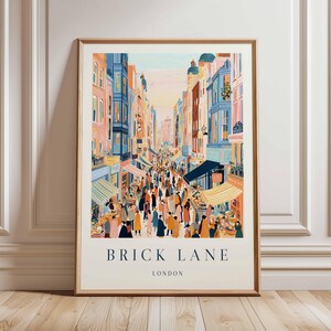 Brick Lane Poster, London Travel Poster, Brick Lane Wall Art, East London Print, UK City Poster, Street Market Art, British Culture Decor