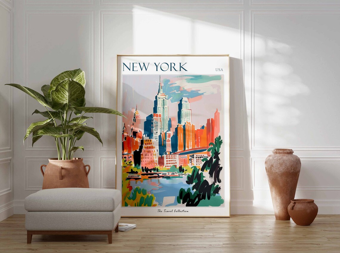 New York City Travel Poster: Vintage Style City Wall Art - Etsy