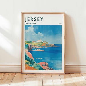 Jersey Poster, Channel Islands Travel Print, UK Wall Art, St. Helier Decor, European Travel Gift, Coastal Print, Channel Islands Travel Art