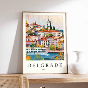 Belgrade Poster, Serbia Travel Print, Belgrade Fortress Print, Balkan City Wall Art, Danube River Print, European Decor, Serbia Travel Gift