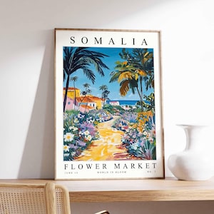 Somalia Flower Market Poster, Somalia Print, Somali Floral Wall Art, Somalia Floral Decor, Botanical Poster, Africa Art, African Travel Art