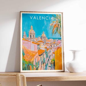 Cartaz de Valência, Impressão da Espanha, Arte de Parede de Valência, Cartaz de Viagem da Espanha, Impressão da Cidade das Artes, Decoração Mediterrânea, Horizonte de Valência