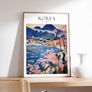 South Korea Poster, Korea Travel Print, Asian Decor, Korean Travel Poster, Oriental Art, Oriental Poster, Asian Wall Art, Korean Gift