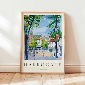 Harrogate Poster, England Travel Print, Yorkshire Print, England Wall Art, Spa Town Decor, UK Print, North England Print, UK Travel Art