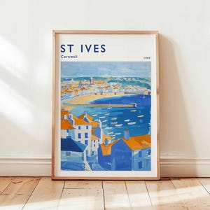 St Ives Poster, Cornwall Travel Print, UK Wall Art, Coastal Decor, St Ives Travel Gift, Beach Print, Cornwall Poster, Cornwall Travel Art