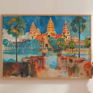 Cambodia Poster, Asia Travel Print, Southeast Asia Wall Art, Cambodian Decor, Angkor Wat Print, Asian Travel Gift, Cambodia Travel Art
