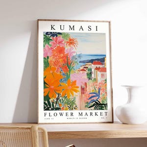 Kumasi Flower Market Poster, Kumasi Print, Ghanaian Floral Wall Art, Kumasi Floral Decor, Botanical Poster, Ghana Art, Africa Travel Print
