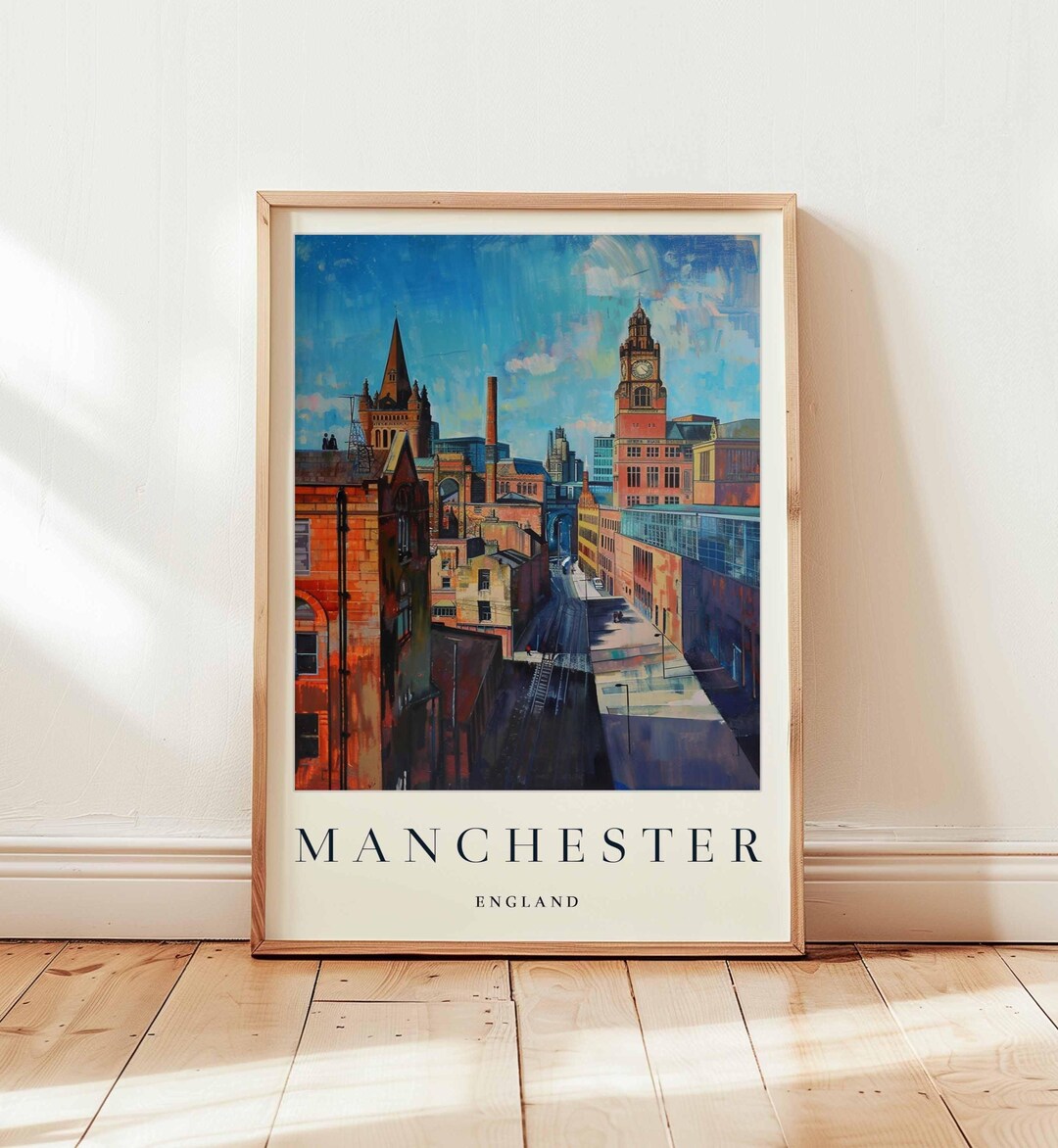 Manchester Poster Manchester Poster, England Travel Print, UK City Wall Art, Industrial ...