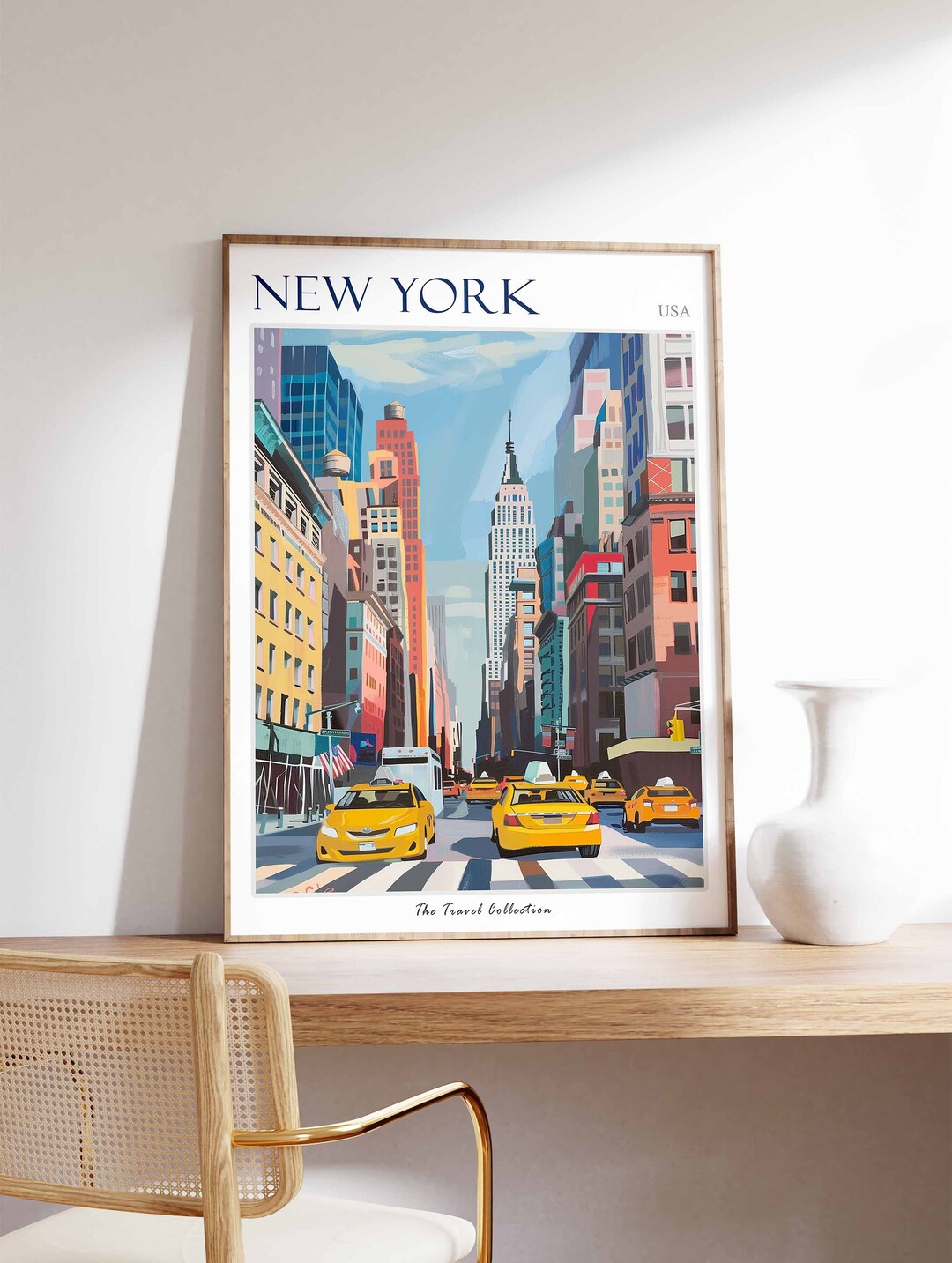New York City Travel Poster: Manhattan Skyline Art Print - Etsy UK
