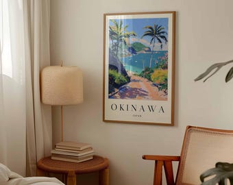Okinawa Japan Travel Poster: Ryukyu Islands Tropical Beach Art - Etsy