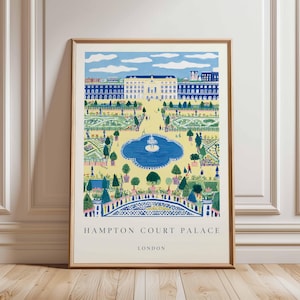 Hampton Court Palace Poster, London Travel Poster, Royal Palace Wall Art, Hampton Court Print, UK Landmark Poster, British Heritage Art